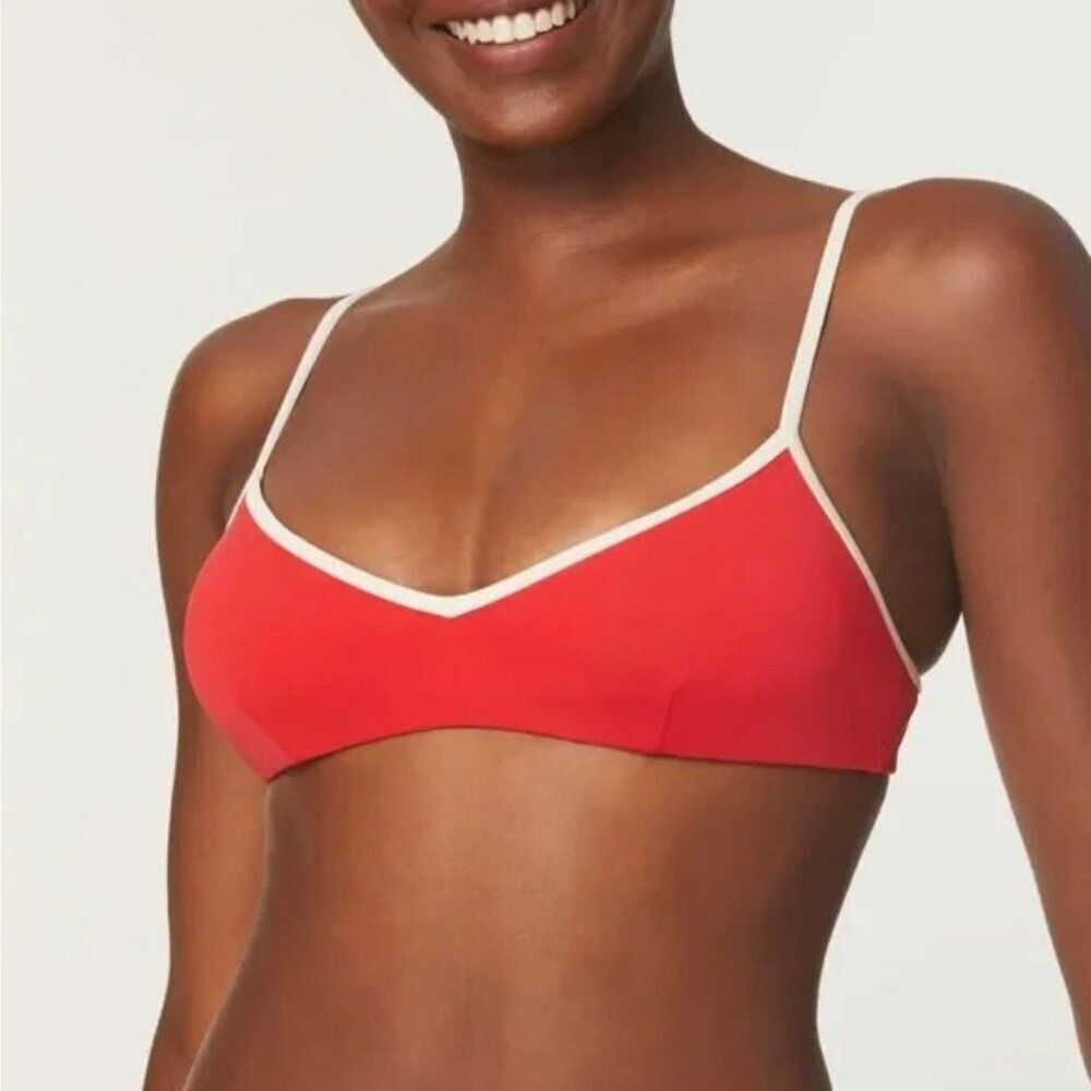 Andie The Bells‎ Swim Bikini Top Women's XL Red Poppy Nylon Stretch Swimwear